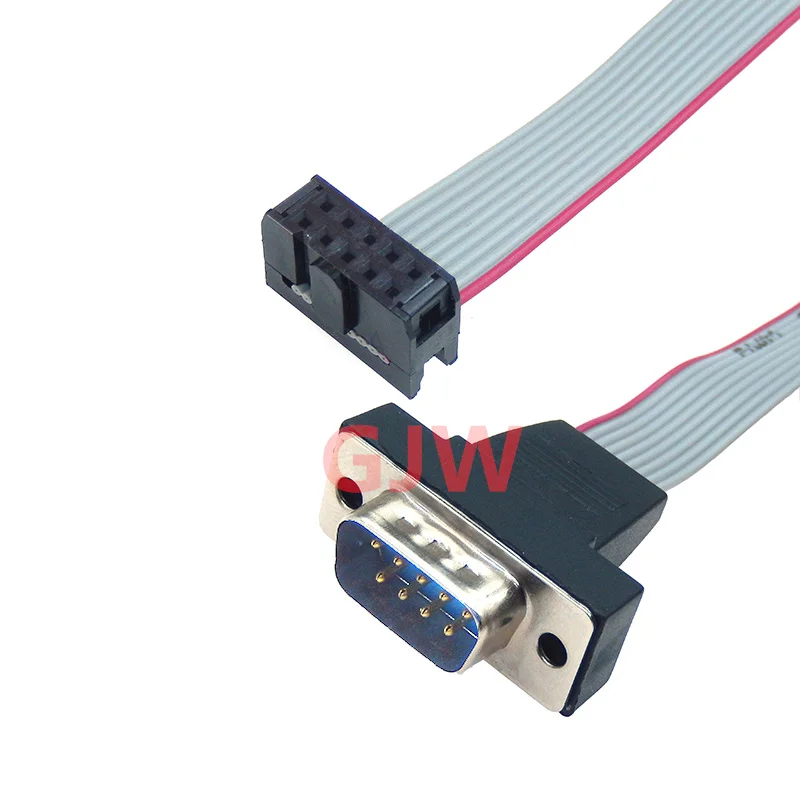 2PCS 30CM DB9 MALE to FC-10P FEMALE CABLE rs232 serial port connector to 2.54MM FEMALE PLUG adapter Extension Cable