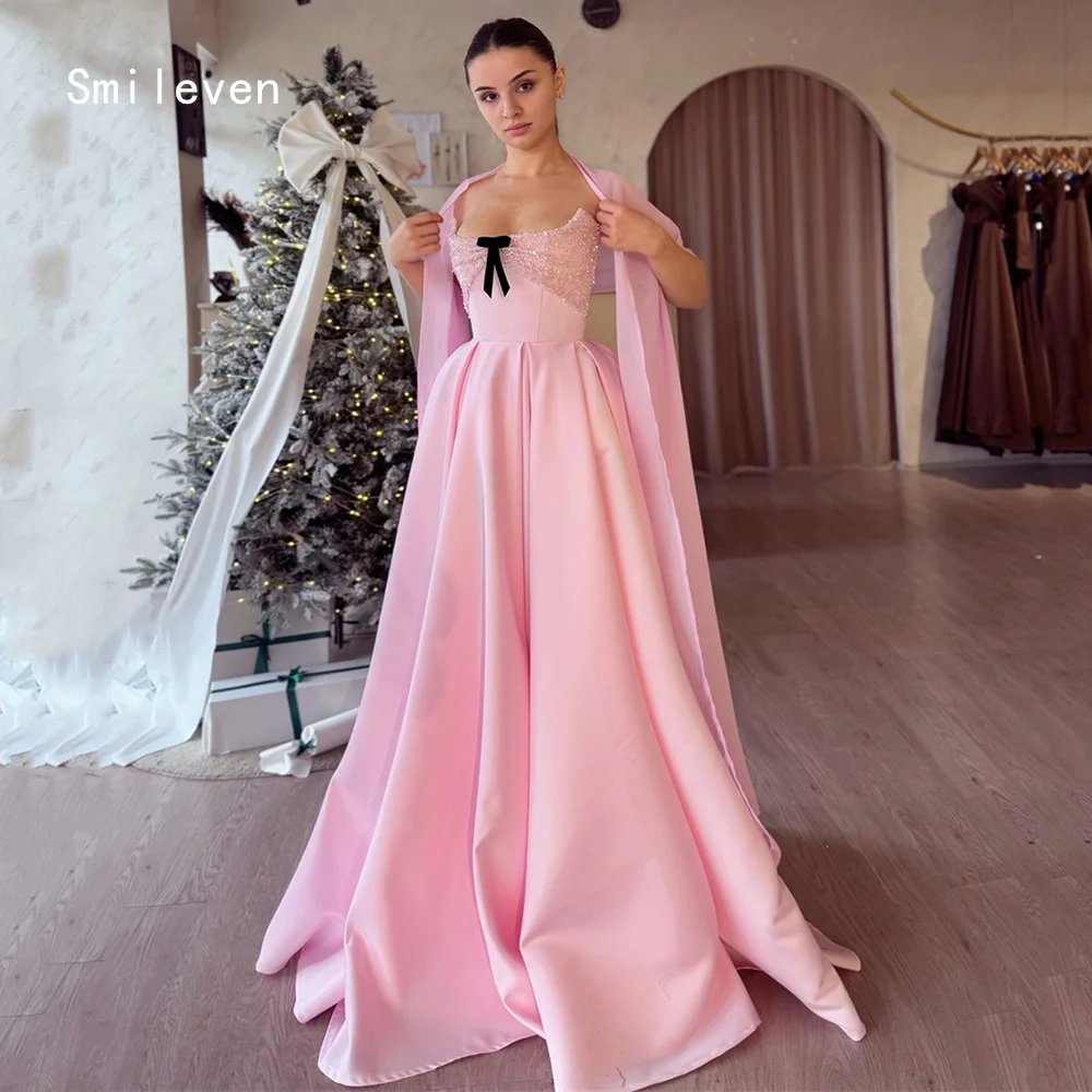 

Smileven Luxury A Line Cultivating Oneself Prom Dress Strapless Party Gowns Bow Appliques Formal Occassion Dress Customized 2026