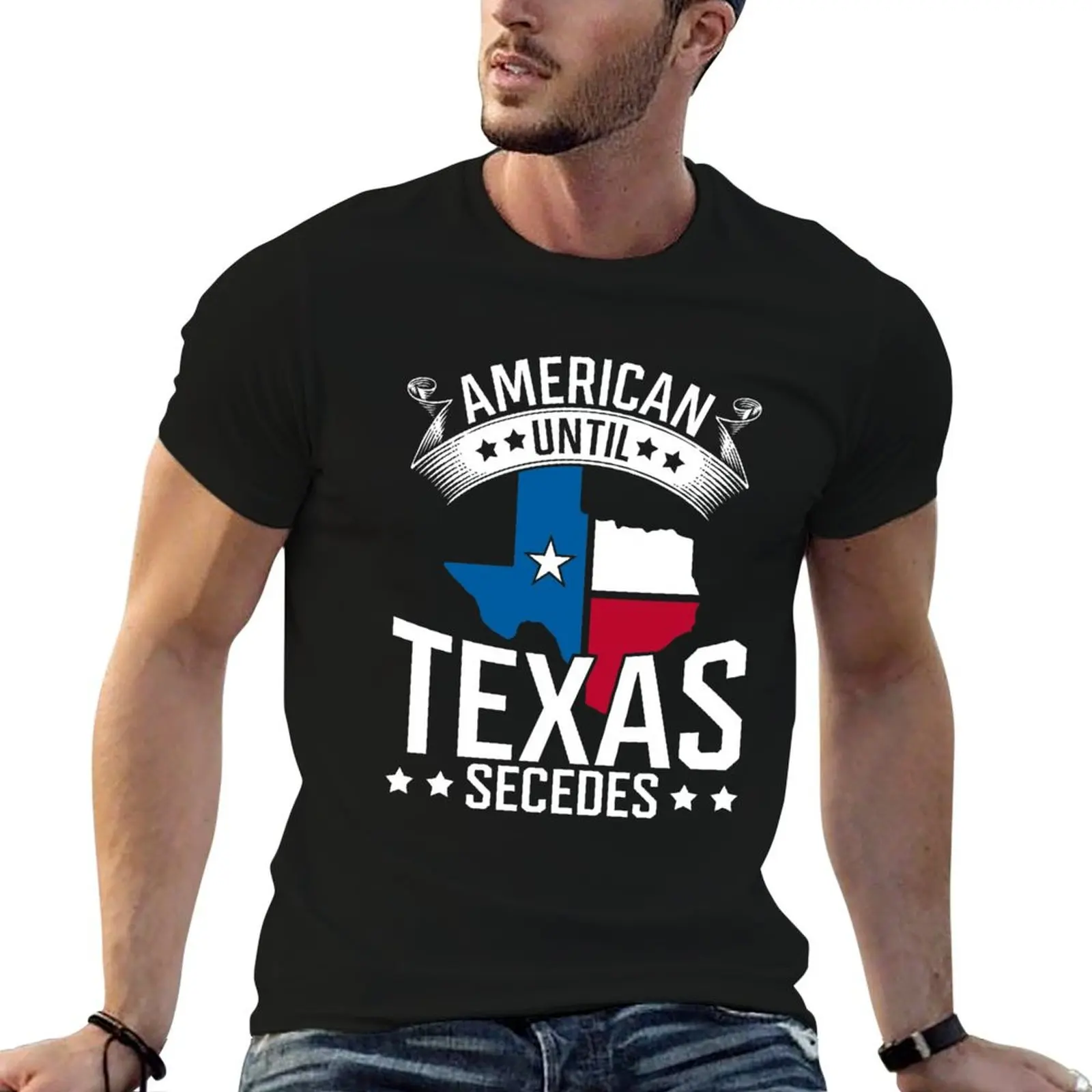 American Until Texas Secedes Texan T-Shirt Abstract Pattern Print Top