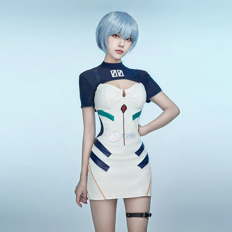 

Anime Ayanami Rei Cosplay Costume Set - Sexy Leather Jacket Dress Suit Racing Girl Uniform for Women Halloween Carnival Party