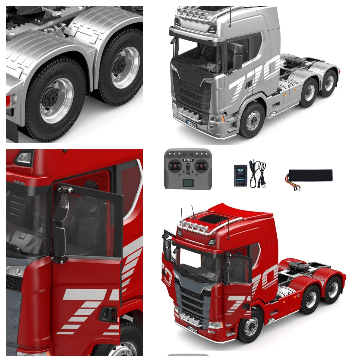 

KABOLITE K770S 6x6 Metal RC Tractor Truck 1:14 Remote Control Truck Fifth Wheel 2 Speed Light Sound RC Toys for Adult Model