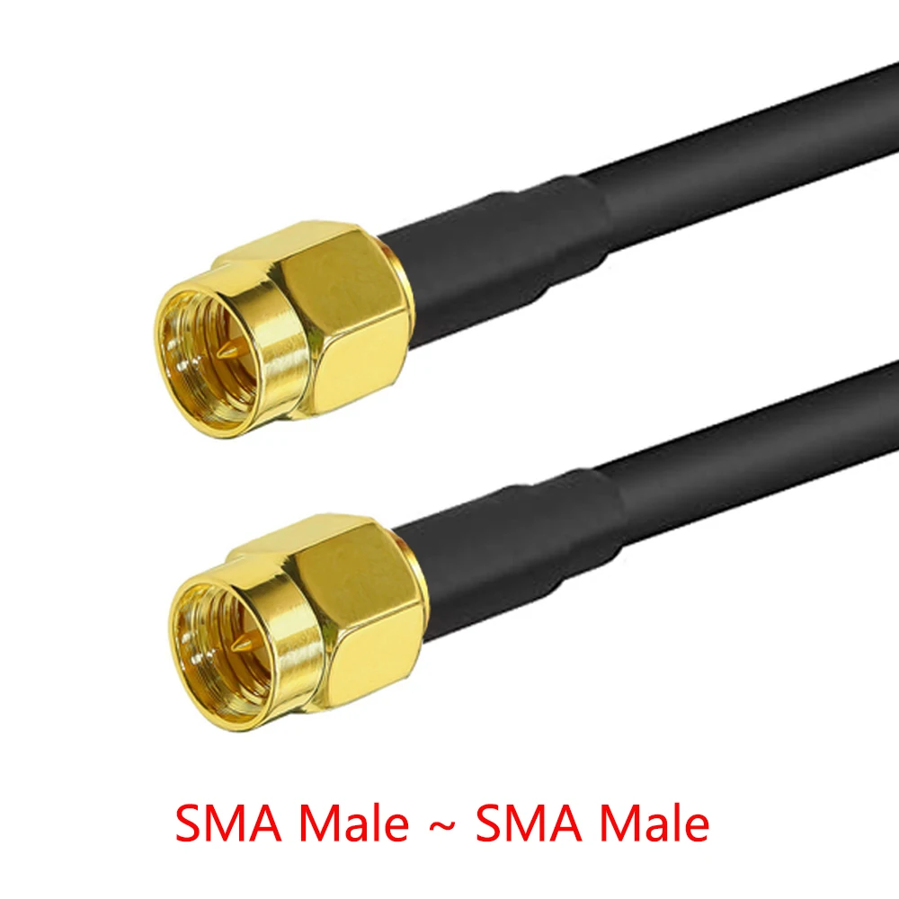 SMA Male to SMA Female RG58 50ohm Cable Coaxial Extension Connector RPSMA Plug Jack Right Angle Crimp Brass RF