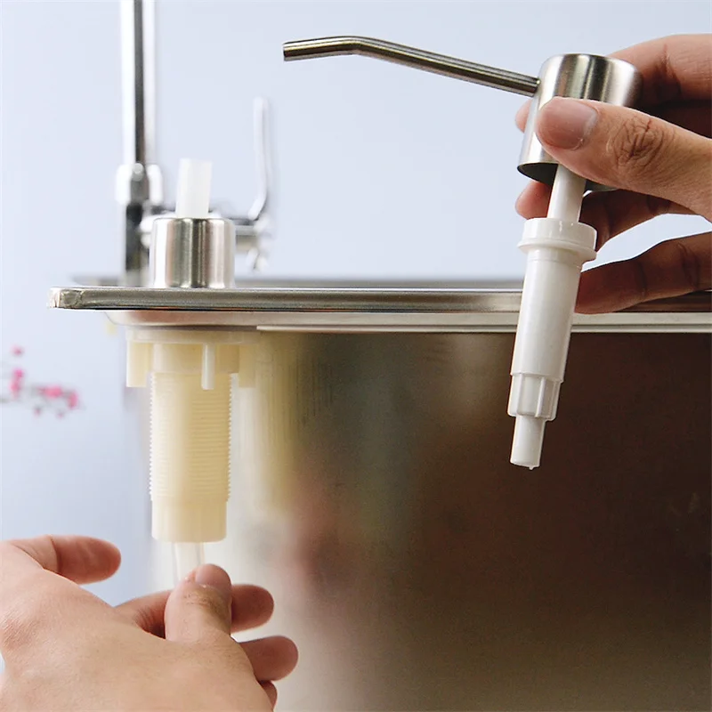 Sink Liquid Soap Dispenser Pump Stainless Steel Liquid Soap Bottle Sink Mount Hand Pressure Soap Dispenser Bottle Kitchen