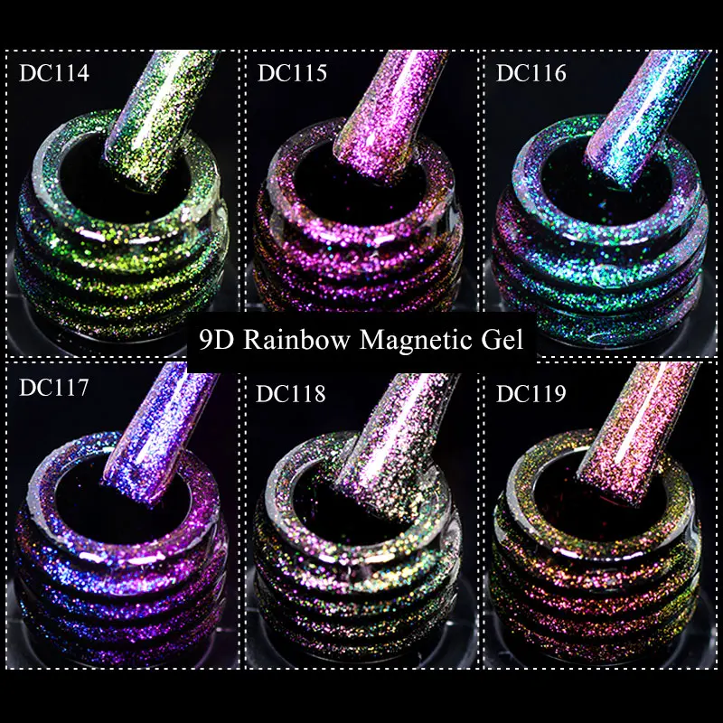 Mtssii 7ml 9D Rainbow Glitter Cat Magnetic Gel Nail Polish Holographic Snowlight Semi Permanent Soak Off Sparkling Nail Varnish