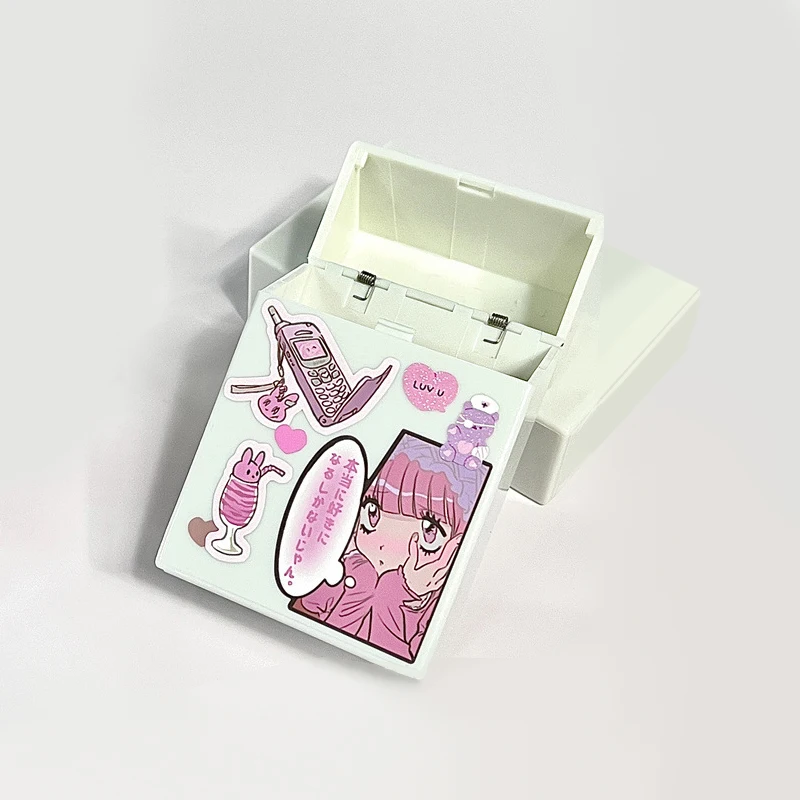 INS White Photocard Holder Box Photocard Storage Box School Stationery Sticker Storage Classification Box Desktop Storage