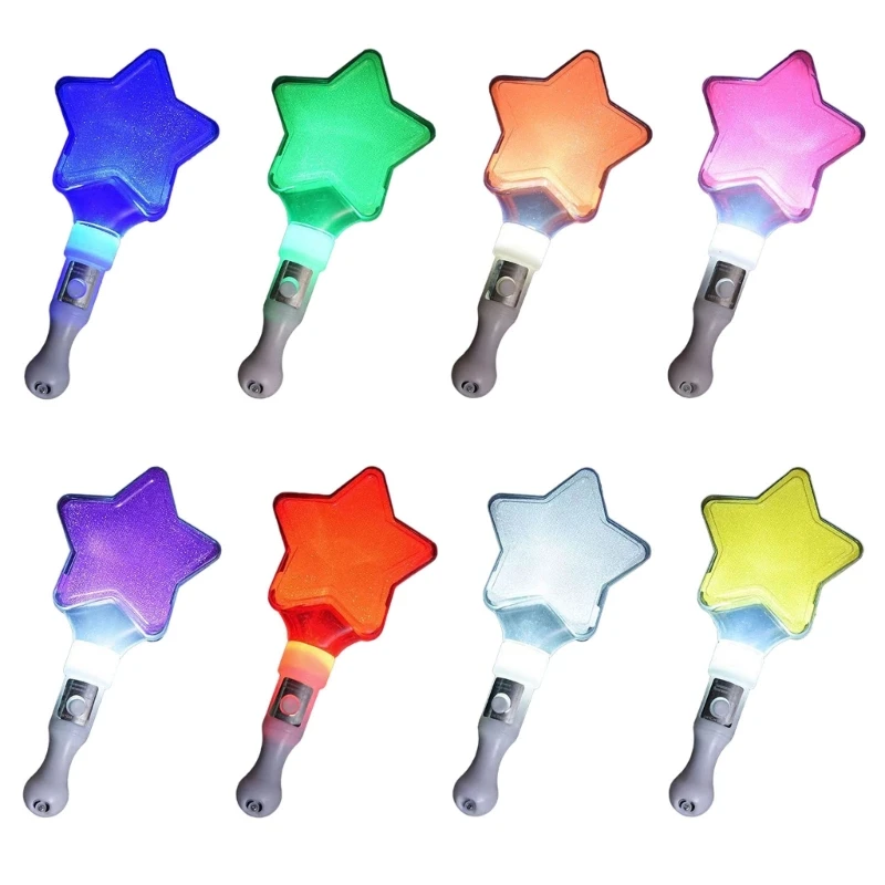 5pcs Flashing Sticks Heart Star Light up Wands for Party Led Glow Rod Night Club