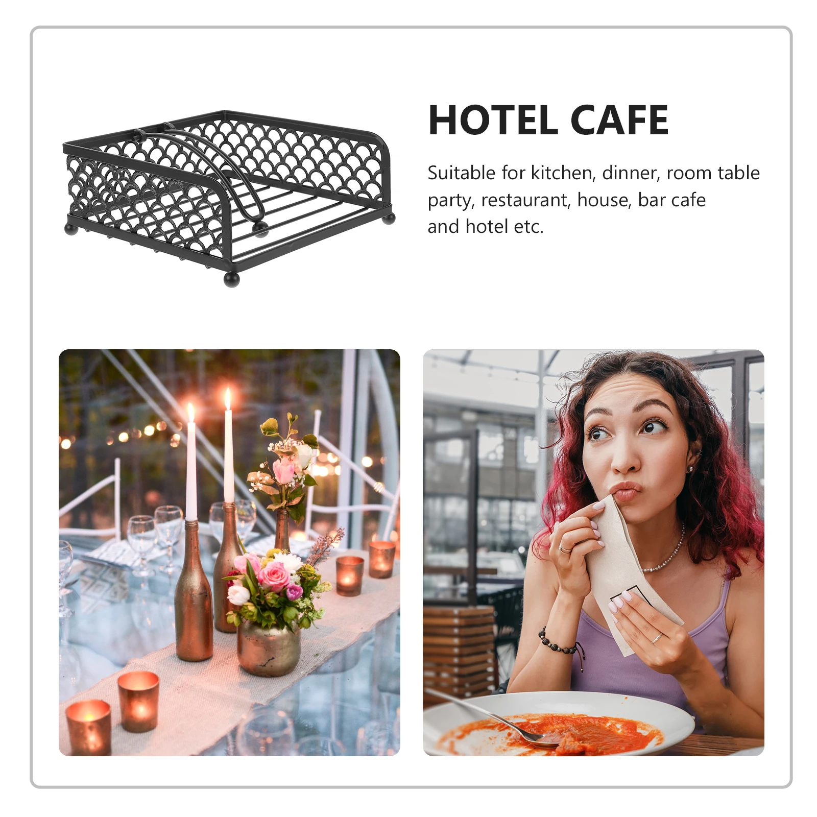 

High end Iron Scale Napkin Holder Black Rustic Decorative St Storage Flat Practical Function Smooth Edge Kitchen Dining Room