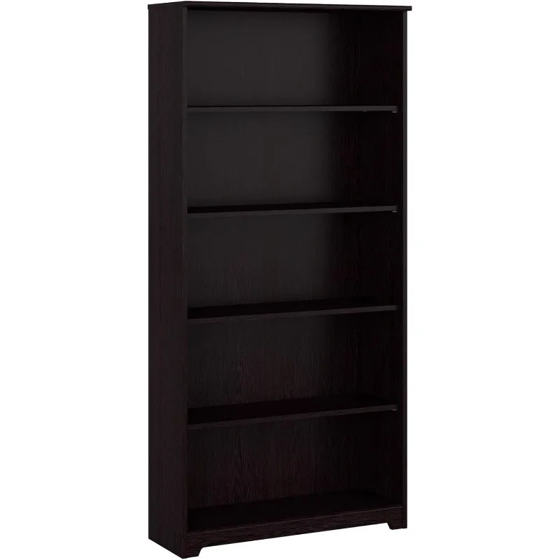 Tall 5 Shelf Bookcase Large Open Bookshelf Sturdy Display Cabinet for Living Room or Home Office Cabot Collection Espresso Oak