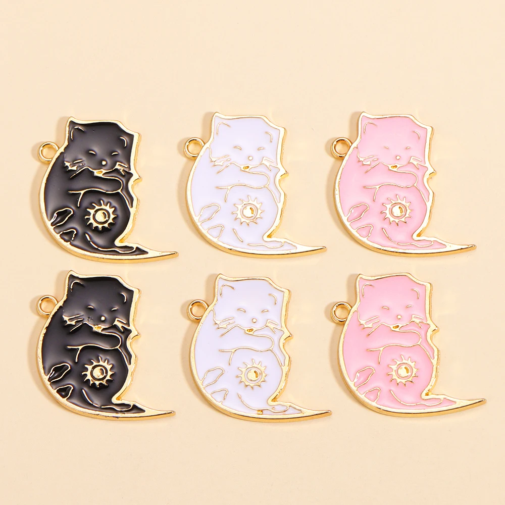 10 Stück süße Katze Charms Legierung Tier Anhänger für DIY Schmuckherstellung Armband Halskette handgemachte Accessoires Bastelbedarf – Detail 1