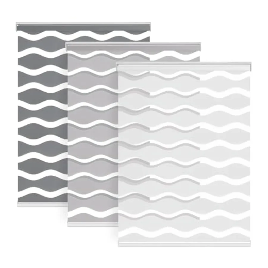 

No Drill Cordless Zebra Blinds for Indoor Windows, Dual Layer Light Control Roller Shades for Day and Night, Light Filtering Sh