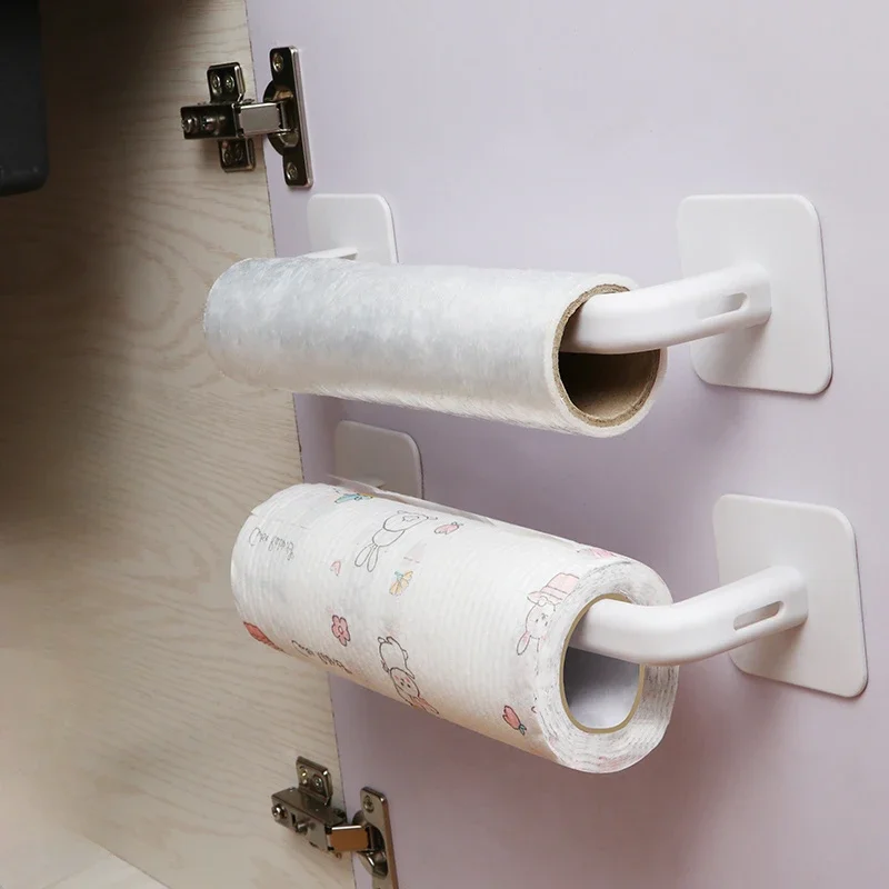 1/2pcs Adhesive Toilet Roll Paper Holder Organizer Wall Mount Storage Stand Kitchen Bathroom No Drill Tissue Towel Dispenser