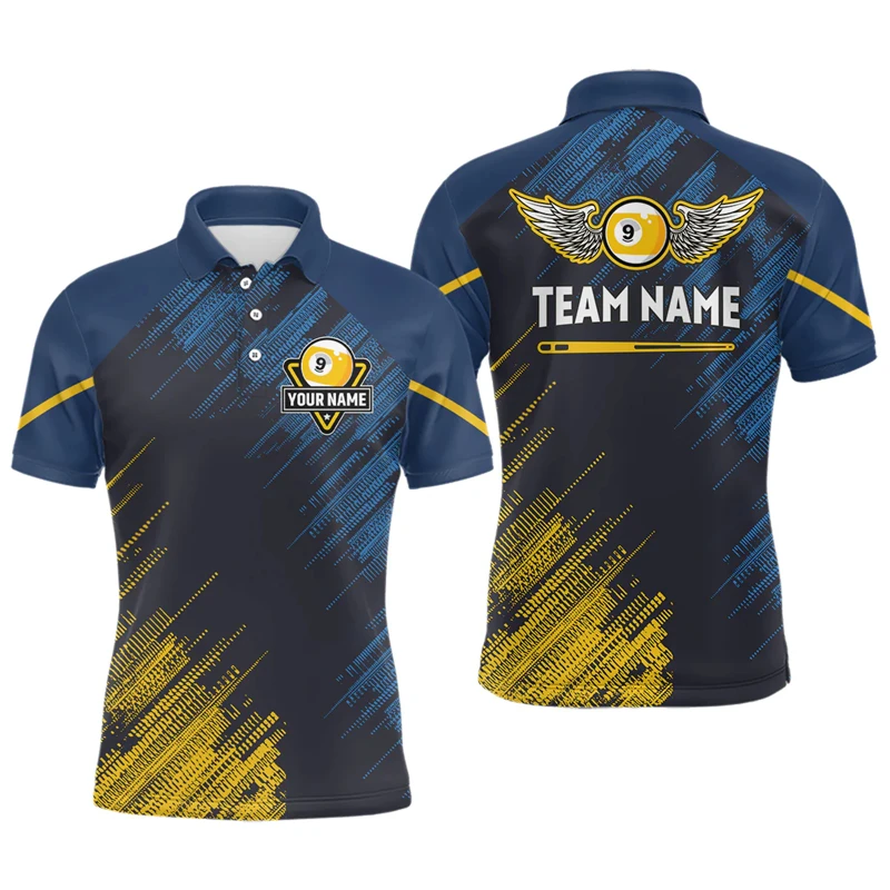 Fashion Billiards Graphic Polo Shirts For Men Custom Name 3D Printed Short Sleeve Polo Shirt Casual Loose Breathable Sports Tees