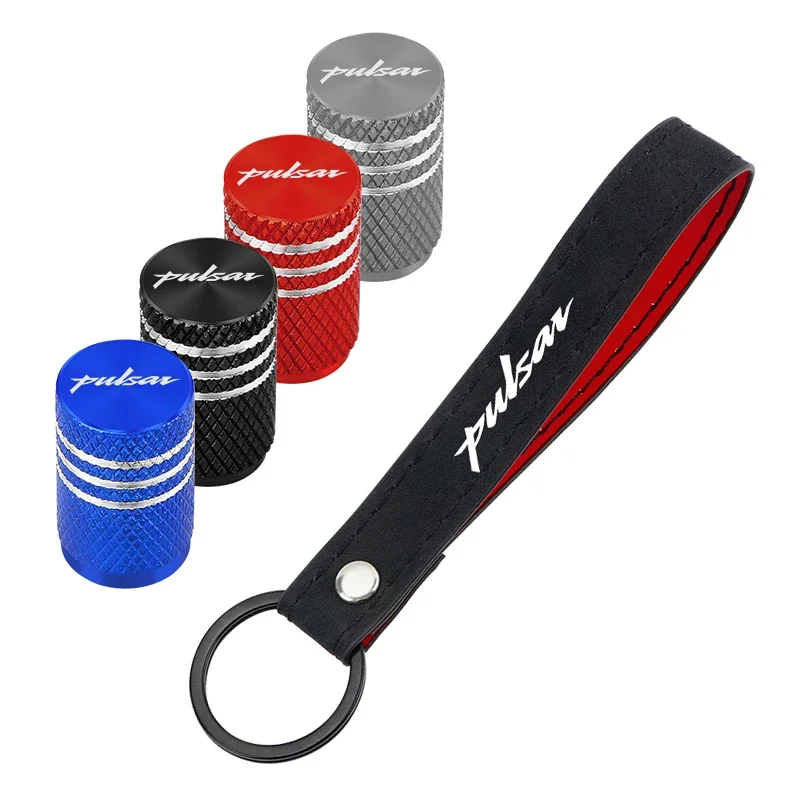 

For Bajaj Pulsar 200 NS/200 RS/200 Moto Wheel Tire Air Valve Caps Stem Cover with Logo Key Chain Key Rings