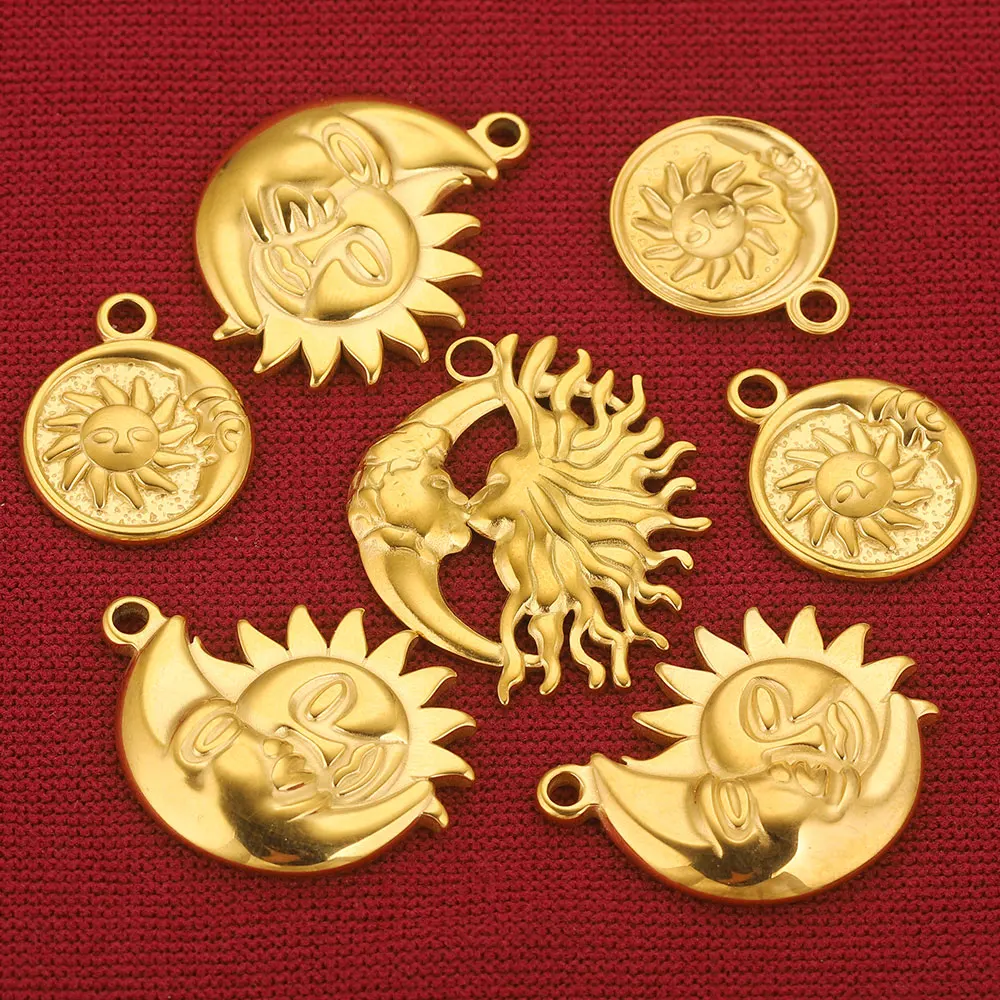 5pcs Stainless Steel Sun Kiss Moon Love Charms for Jewelry Connectors Earrings Charm Making Supplies for Diy Jewelry Findings - Image 5