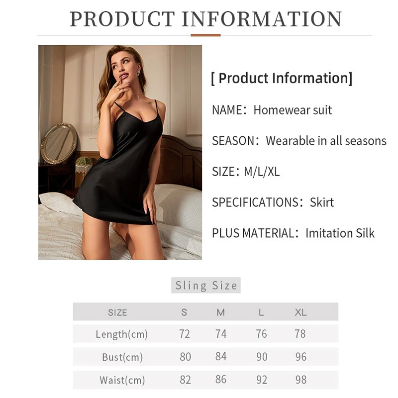 Sexy Open fork Ice Silk Halter Dress Summer Pajamas Short Skirt Women\'s House Wear Silk Nightdress Casual Nightdress