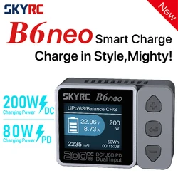 SkyRC B6neo Carregador Inteligente, DC 200W, PD 80W, Carregador de Balança de Bateria LiPo, SK-100198, Compact 6S, Descarregador Skyrc b6 Neo