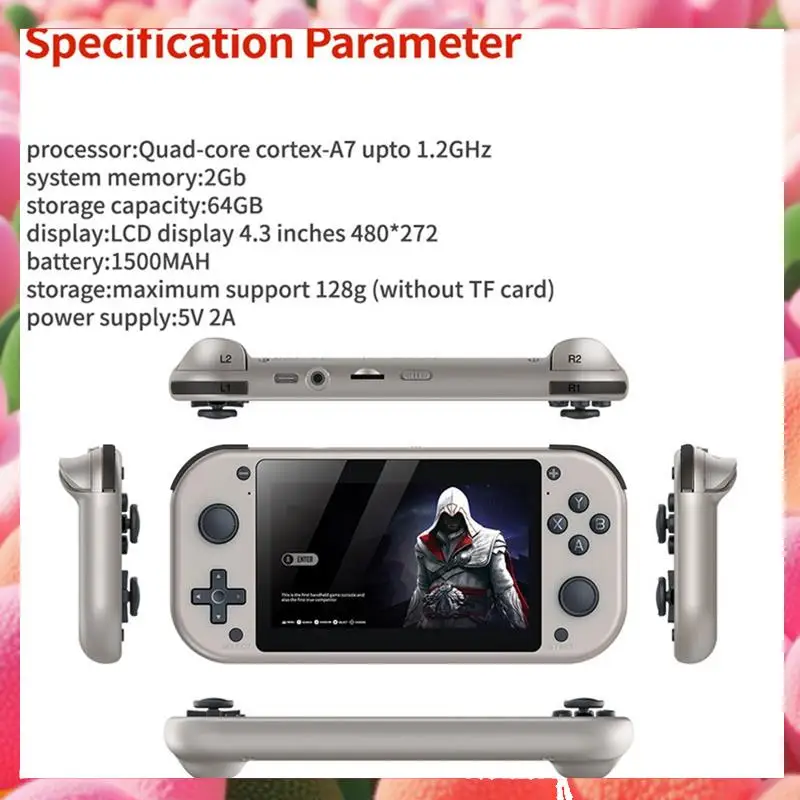 

M17 Handheld Game Console 4.3 Inche Lcd Display Quad-Core Cortex-A7 Upto1.2Ghz 25 Kinds Of Classic Simulators Play-128G Durable-