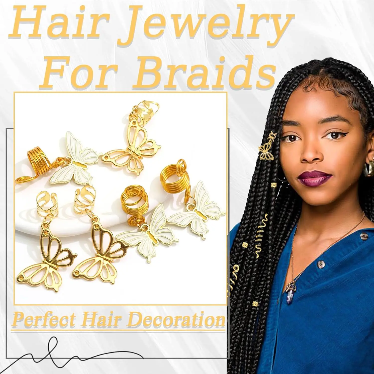 30 ピース/バッグカラフルな蝶ペンダントヘアリングセット - マカロン色のかつらドレッドヘアアクセサリーデイジーフラワーペンダント付き