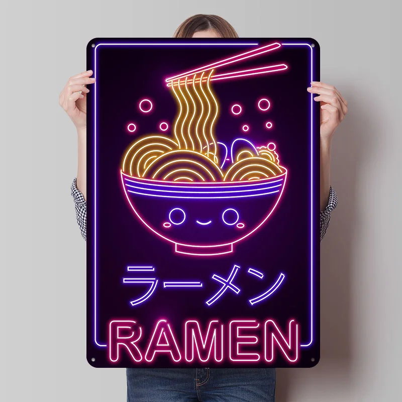 رامين ملصق معدني علامات معدنية جدار الفن خمر زينة مخصصة تين تسجيل للمنزل الديكور الملصقات على جدار ديكور الرجعية #1