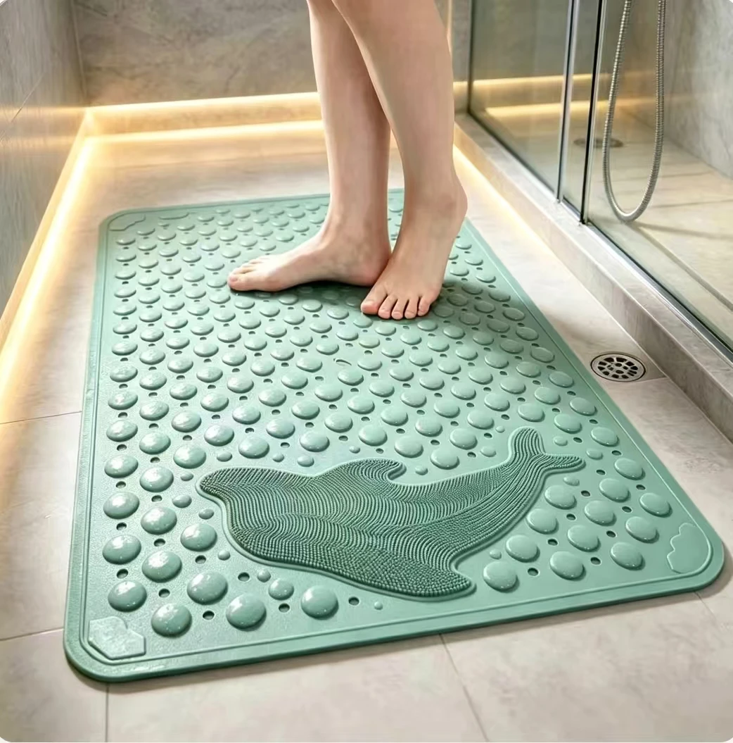 Household Dolphin Pattern PVC Non Slip Bath Mat 36*70cm Massage Safety Shower Rug For Bathroom Tub