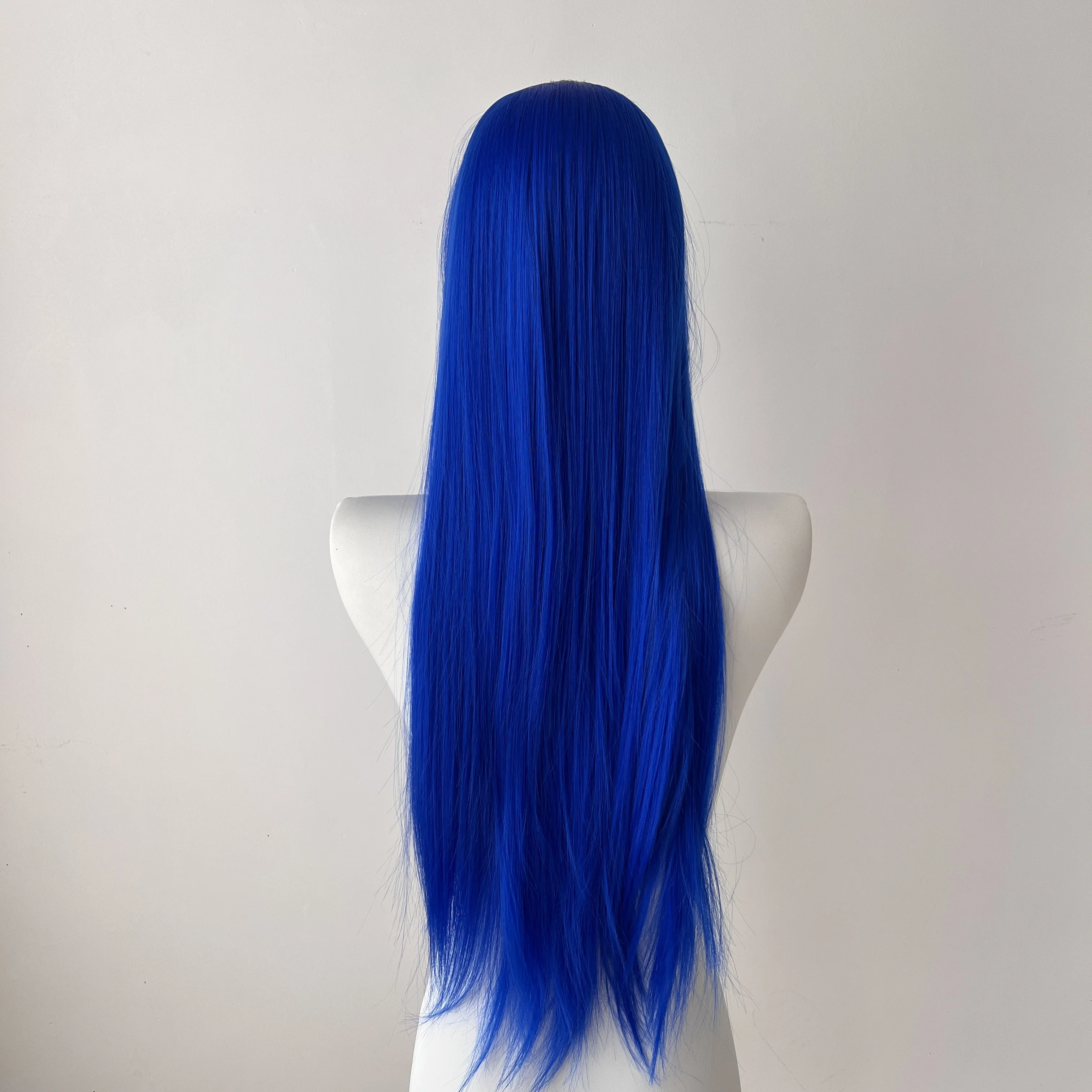 Синий парик фронта шнурка для женщин 26 дюймов 13*4 синтетические парики шнурка цветные длинные прямые парики для косплея парик из высокотемпературного волокна