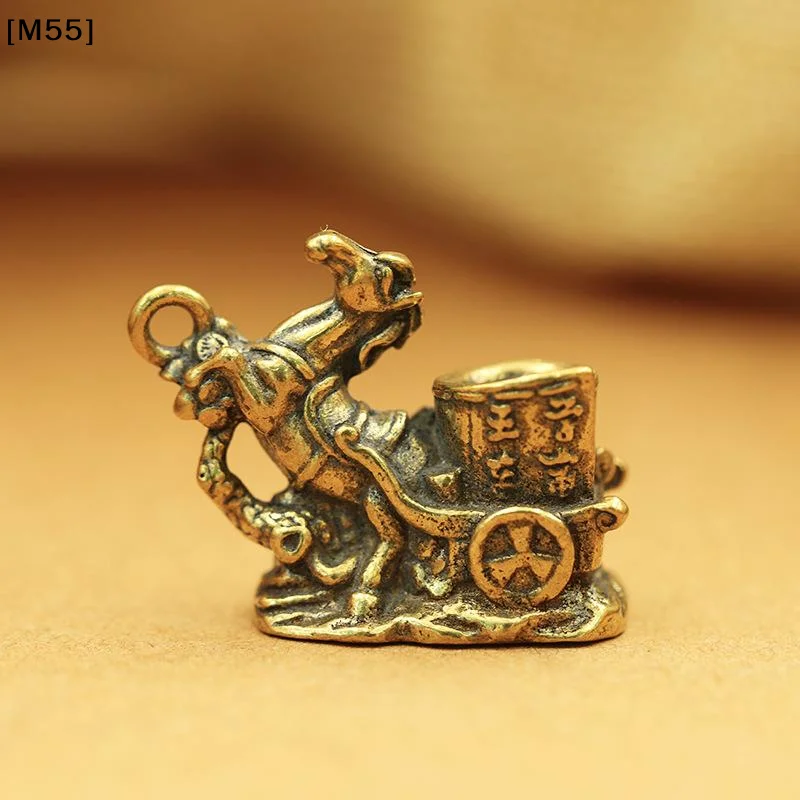 Bronze Zodiac Horse Learning Rich Five Car Statue Desktop Decoration Living Room Tea Table Metal Craft Home Decorations[M55]