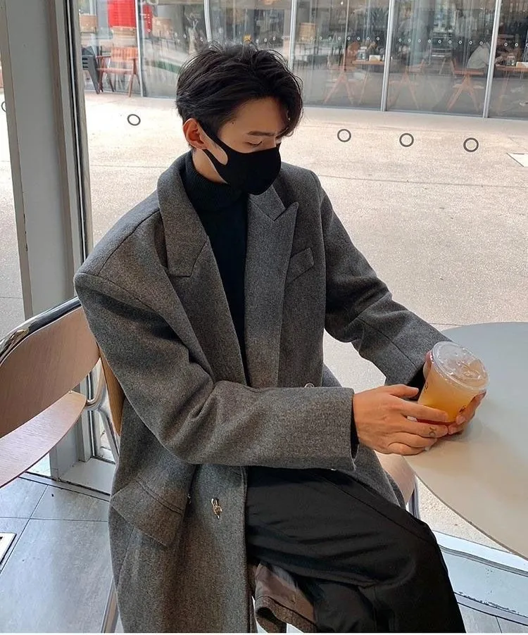 

Пальто из смесовой шерсти для мужчин, средней длины, из ткани шенилл, текстильное полотно, материал, средство, средство, способ, стиль, мода, BF-стиль