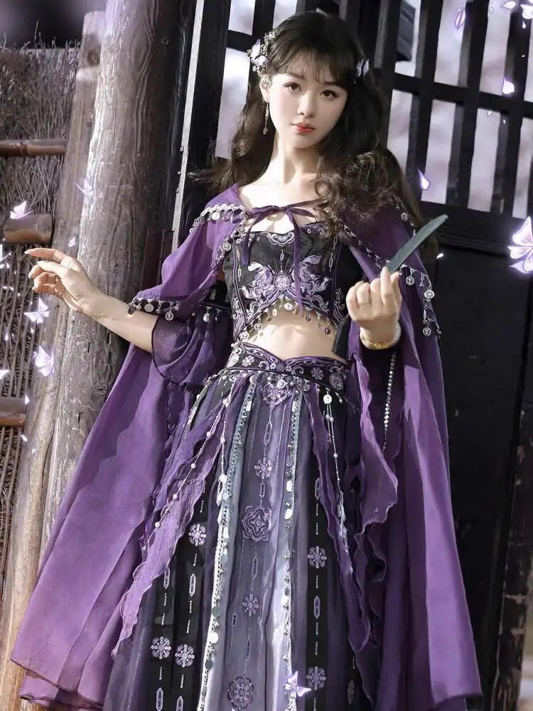 

2026 new Ancient Style New Chinese Style Han Element Set Feitian Guhuo Improved Hanfu Exotic Style Corset Skirt Cloak