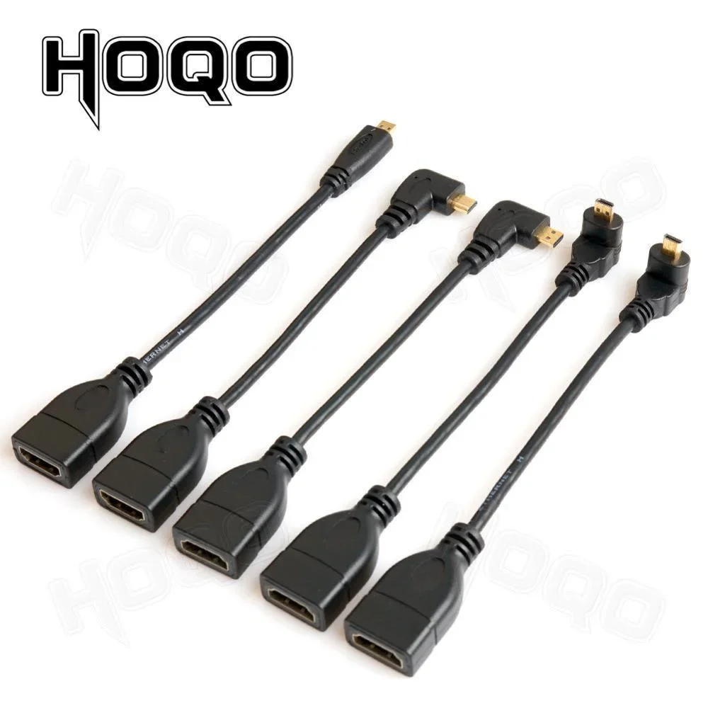 HDMI-compatible 90 Degree Micro HDMI Male to HDMI Female Adapter Cable Left Right Angle Micro HD Para Converter for Camera TV