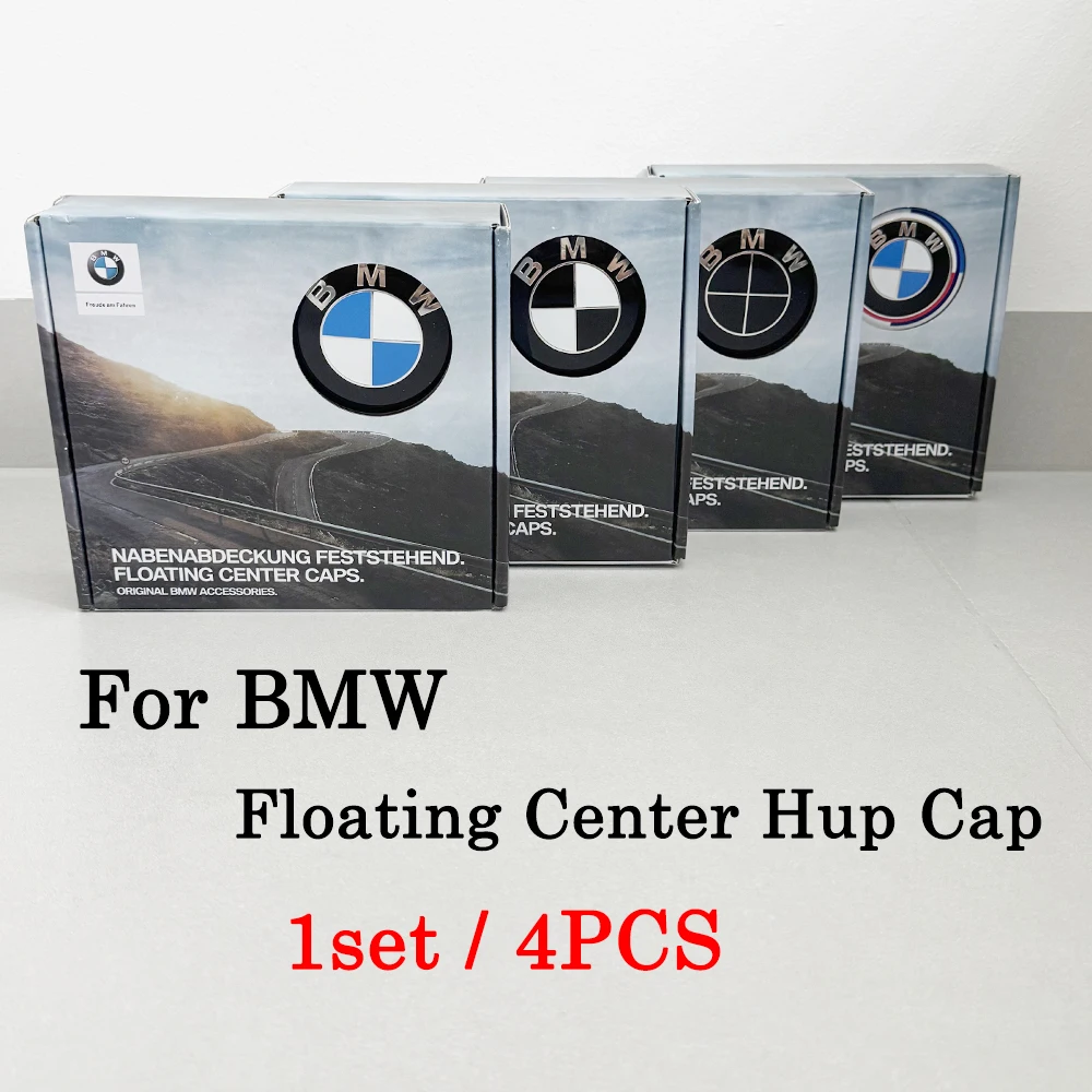 4PCS 56/68mm Floating Wheel Center Caps for BMW 50th Anniversary – Fit E39 E46 E60 F10 F30 G20 X3 X5 (Auto Hub Accessories)