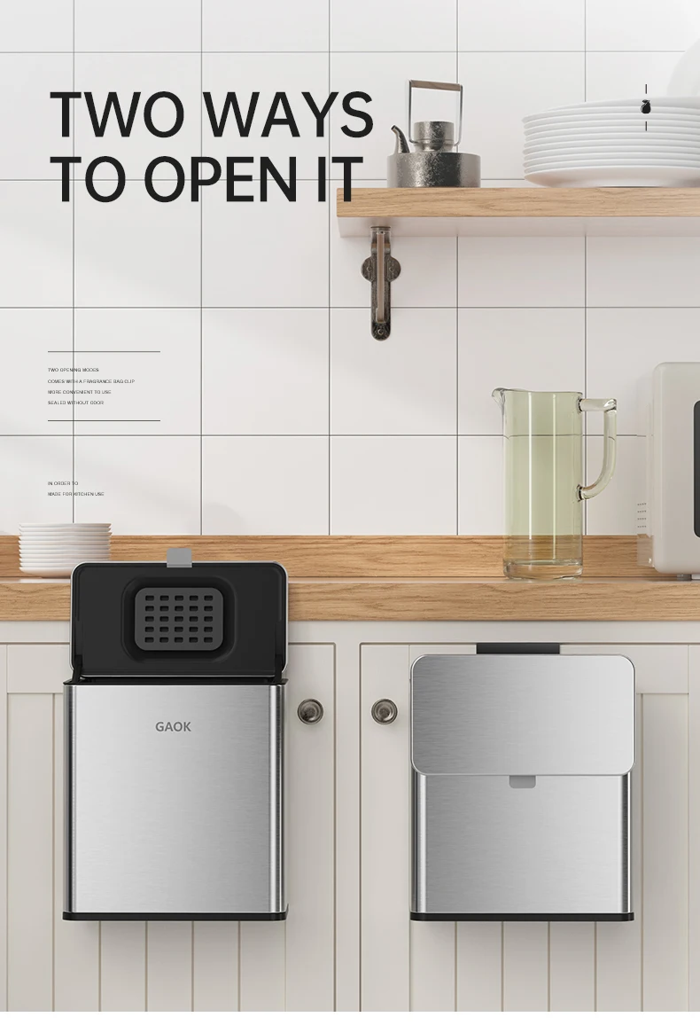 Hot Selling High Quality Stainless Steel Trash Can 3L 6L Kitchen Cabinet Door Desktop Waste Bin with Lid