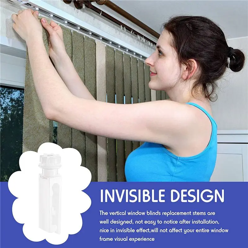 60Pcs Vertical Blind Stem Replacement White Stems For Vertical Window Blind Vertical Blind Carrier Stem-AT36