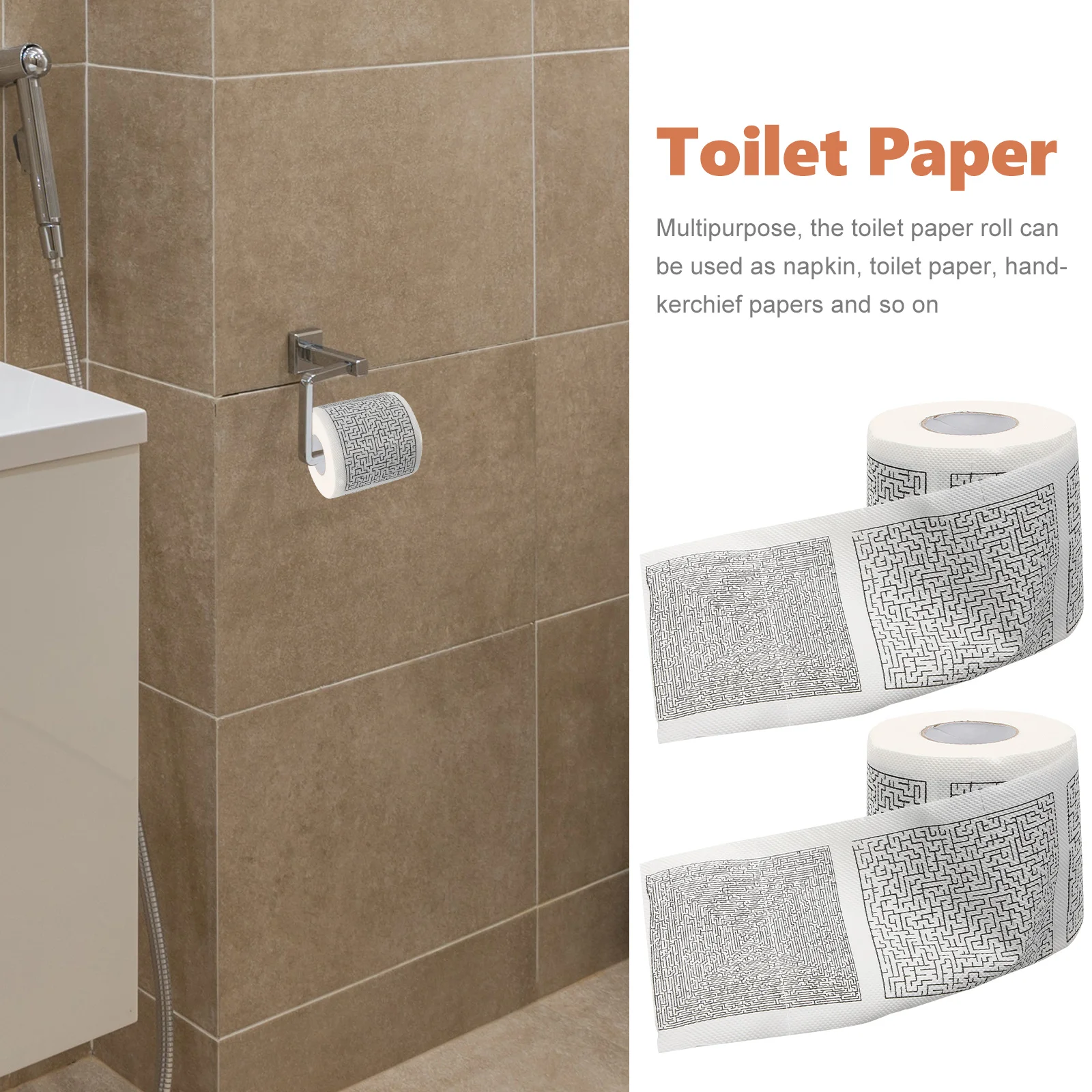 2 rollos de papel para servilletas, papel higiénico para baño, rollo de papel impreso, servilletas de baño, rollo de papel higiénico, papel higiénico estampado