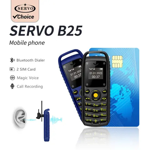 저가 SERVO B25 미니 폰 2 SIM 카드 대기 Bluetooth 다이얼 마술 음성 동기화 음악 블랙리스트 내구성 소형 전화