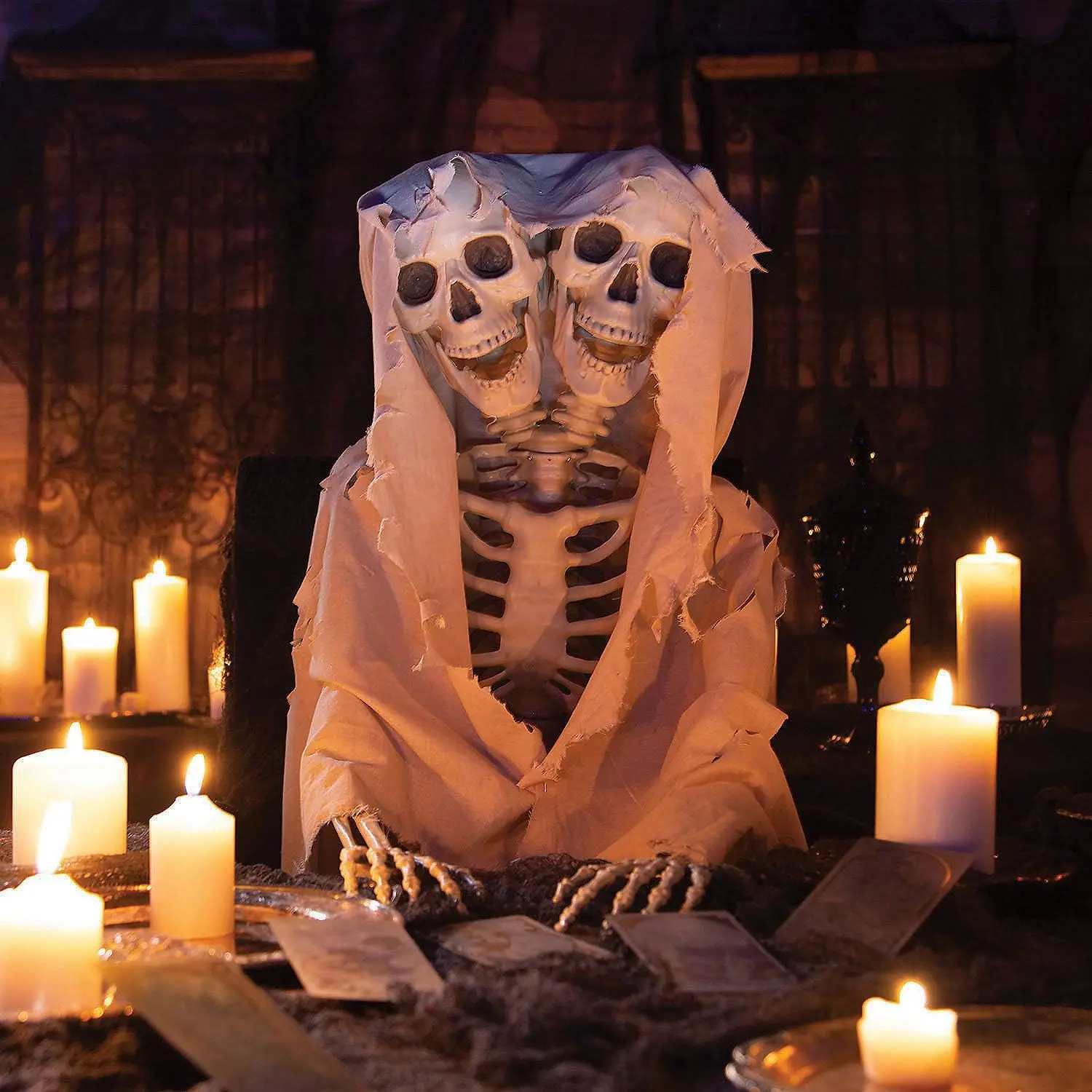 Full-Size Human Skeleton Featuring Dual Heads, 5 ft Tall