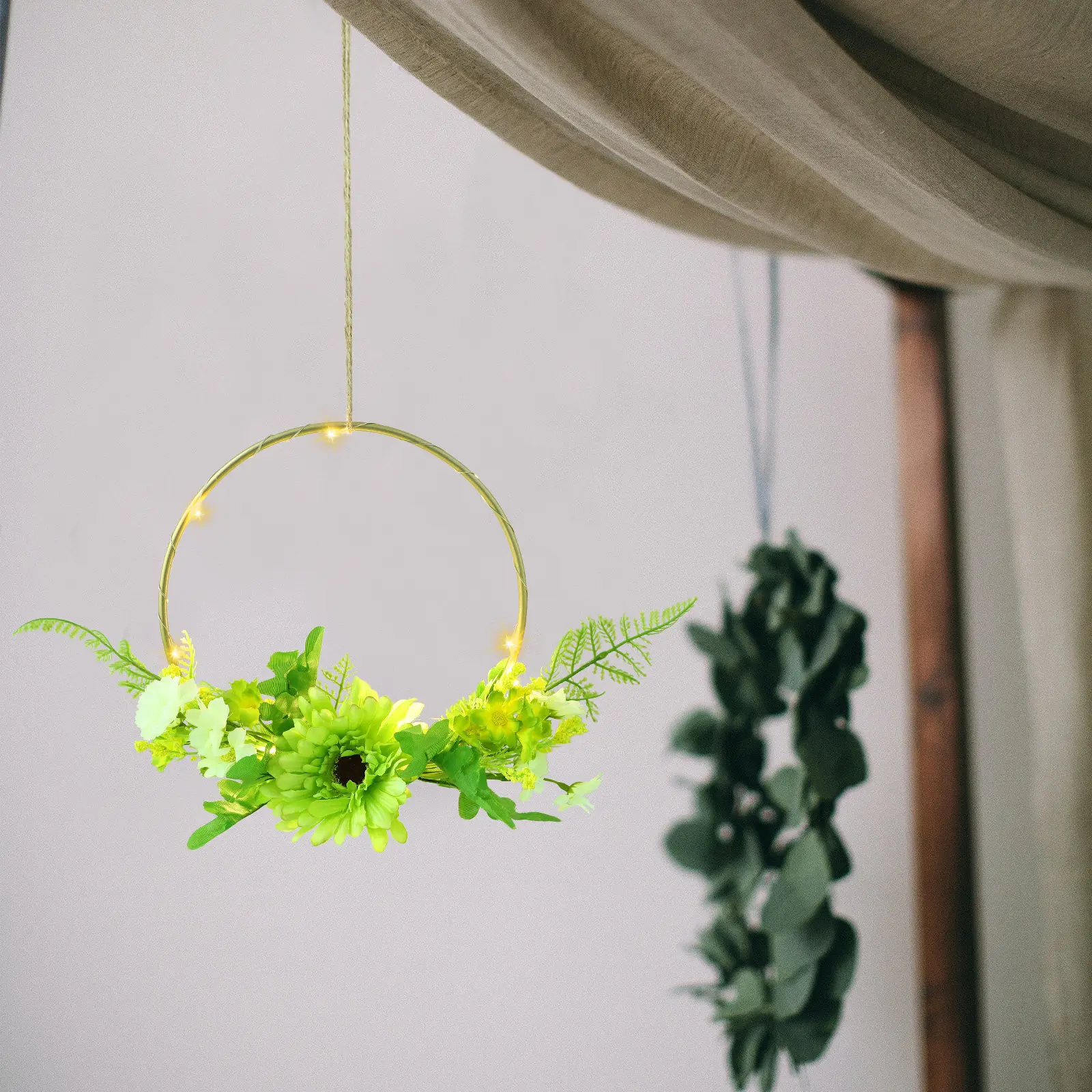 

1Pcs Bamboo Flower Ring Lamp Realistic Hanging Decor for Living Room Bedroom Wall Home Decor Coffee Shop Restaurant Housewarming