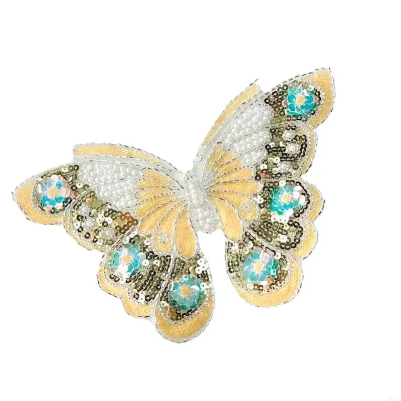 Champagne Color DIY Butterfly Stitched Heat On Transfer Safe Textile Craft Project