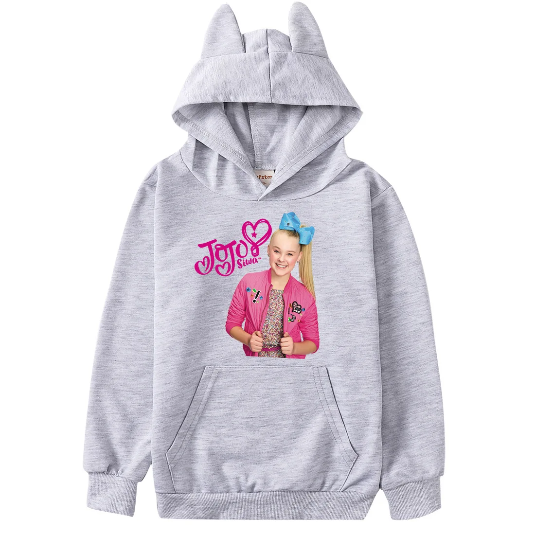 3D JOJO Siwa Jumper Kids Casual Hoodies Baby Girls Cat Ears Sweatshirt Toddler Boys Anime Cosplay Long Sleeve Clothes