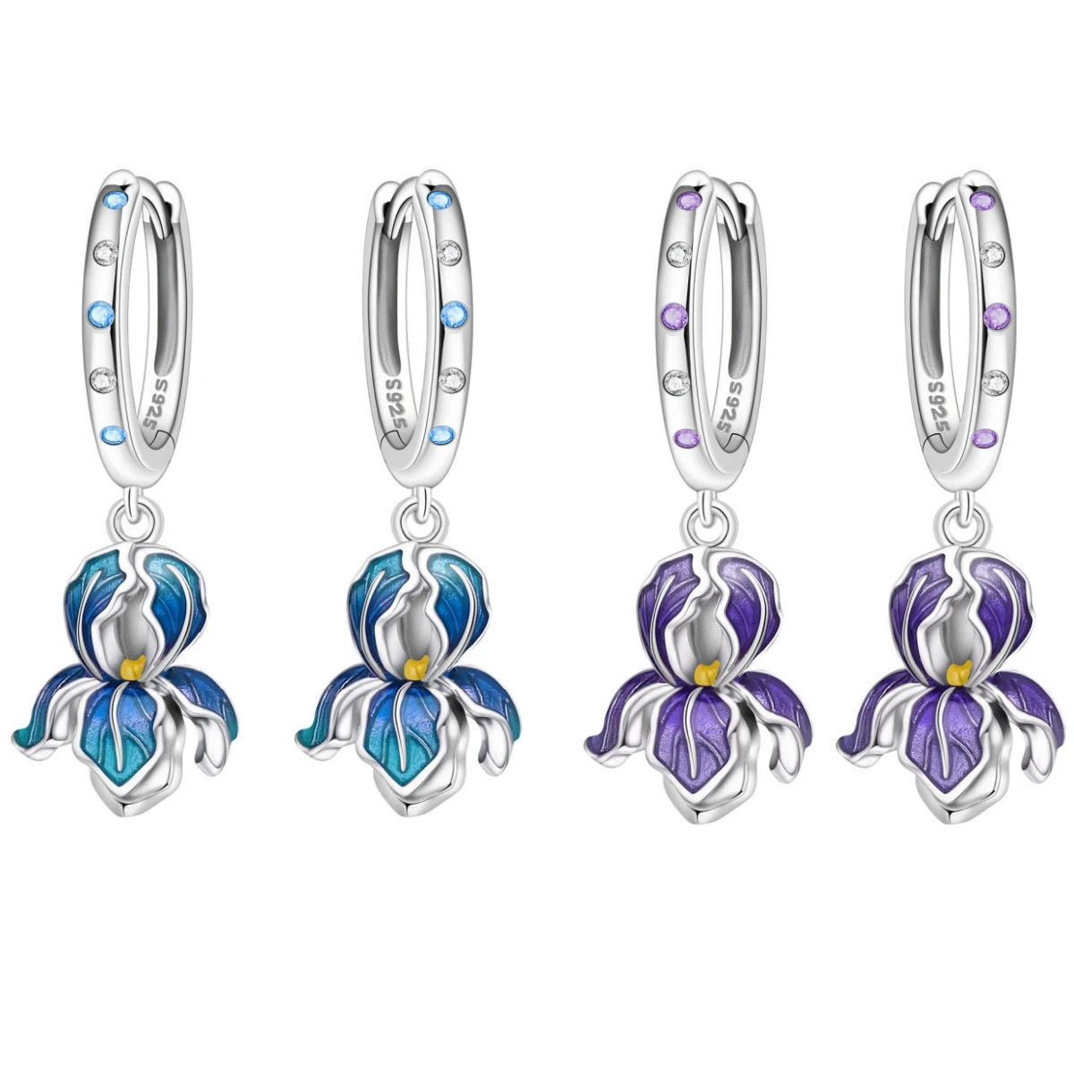 Orstarry Ohrringe aus 925er-Sterlingsilber mit blauer Blume, origineller Schmuck, Tropfenohrringe, Schmuck, Party, Jahrestag, Geschenke