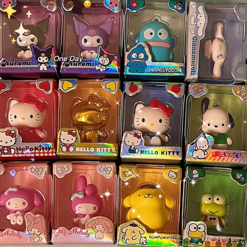 

В наличии, оригинальная хит продаж, слепая коробка Hello Kitty Kuromi, мини-серия, модель слепых коробок, кукла ручной работы, экшн-кукла, рождественские подарки