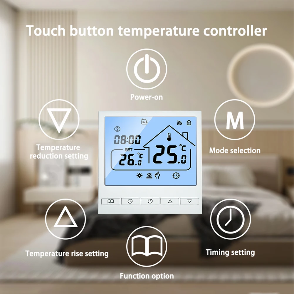Programmable Floor Thermostat  Control Warm Underfloor Heating  Wide Measuring Range  3A Output Power  AC 85V 230V Compatibility