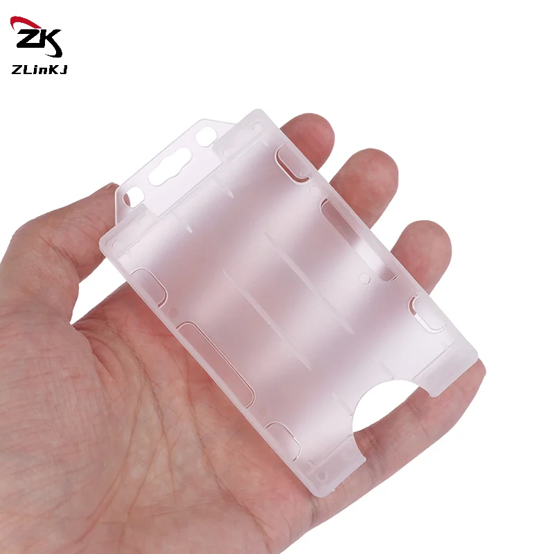 (ZYDD01) 4PCS Unisex Multi-use Hard Plastic Double Sided ID Card Badge Holder Cover Case Office Supplies