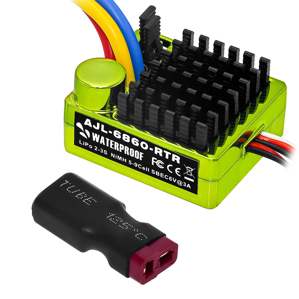 ตัวควบคุมความเร็วแบบมีแปรงถ่าน 2S LiPo กันน้ำ สำหรับรถบังคับวิทยุขนาด 1/10 และเรือบังคับวิทยุ ใช้ได้กับมอเตอร์ 540/550/750