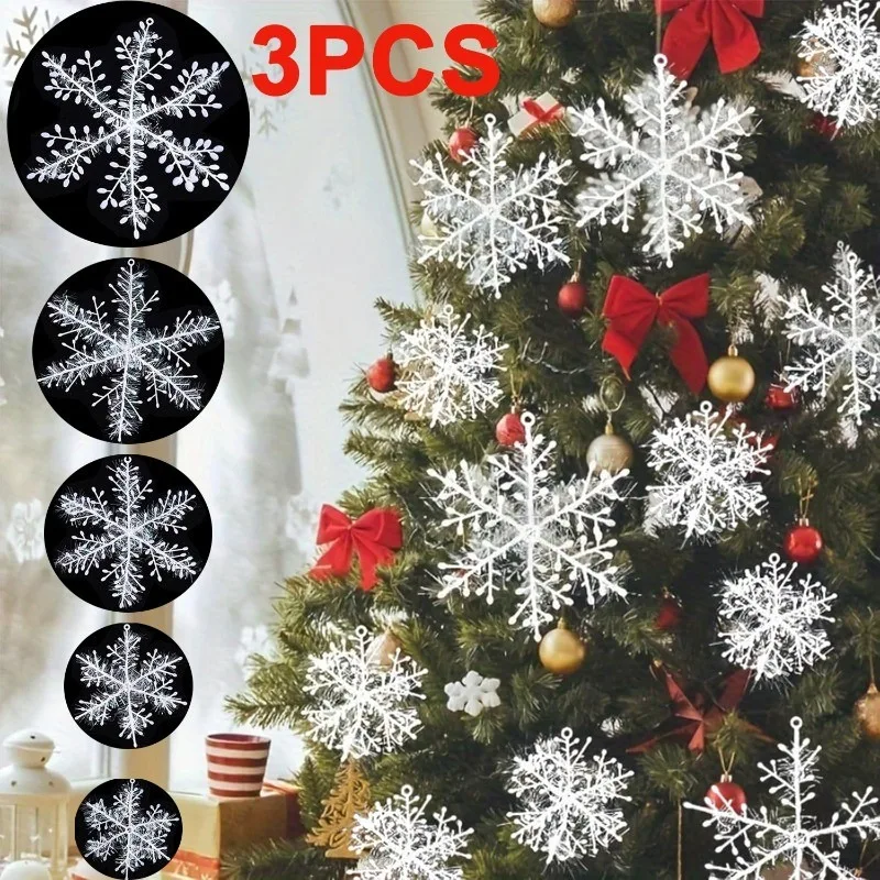 

6Pcs White Snowflake Christmas Decoration Hanging Xmas Tree Pendant Ornament for Home Decor Party New Year DIY Gifts Accessories