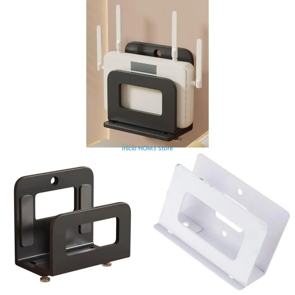 A5YD Multifunctional Steel Wall Shelf For Router Storage Space Saving Design Drillless Installation Holds Multiple Devices