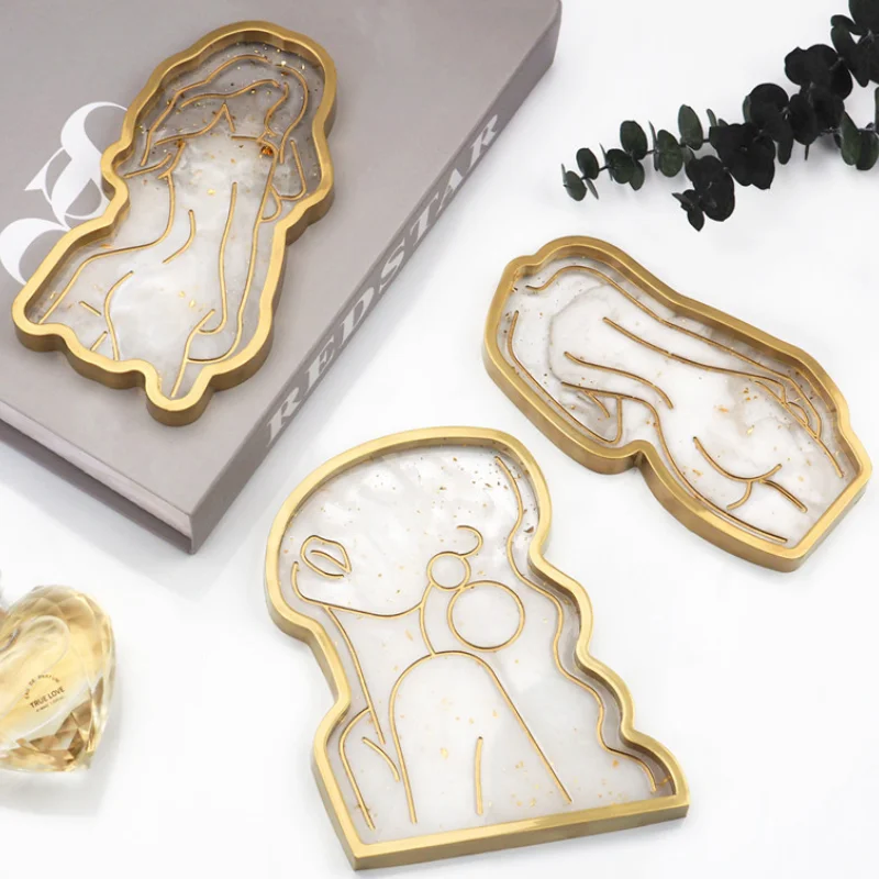 Lady Body Tray Silicone Mold Epoxy Resin Women Model Art Cup Abstract Plate Dish Coaster Plaster Cement Concrete Molds Handcraft