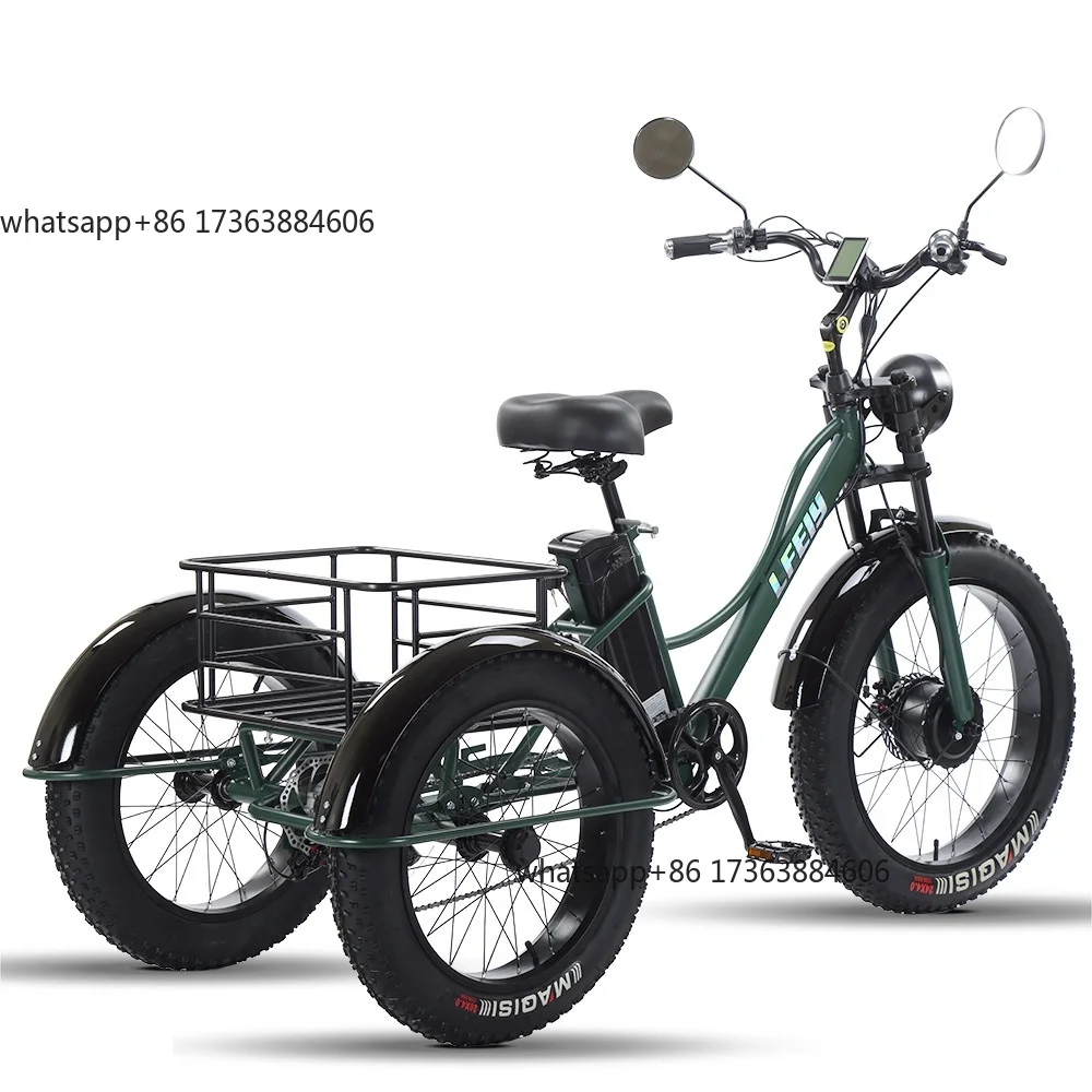 24-inch Cheetah Electric Tricycle Fat Tire Pedal Assist Electric Tricycle Thick Tire for and Elderly Cycling
