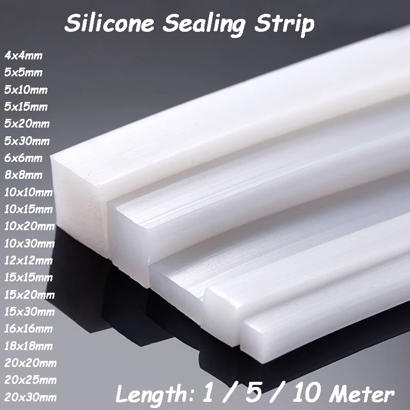 

1/5/10 Meter Solid Silicone Seal Strip Heat Resistance Square 4mm 5mm 6mm 8mm 10mm 12mm 15mm 16mm 18mm20mm