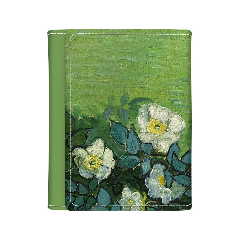 Van Gogh\'s Wild Rose Wallets Women Short Vintage Chic Folding Cash Clip Leather Purse Students\' Money Bag Credit Card Holder