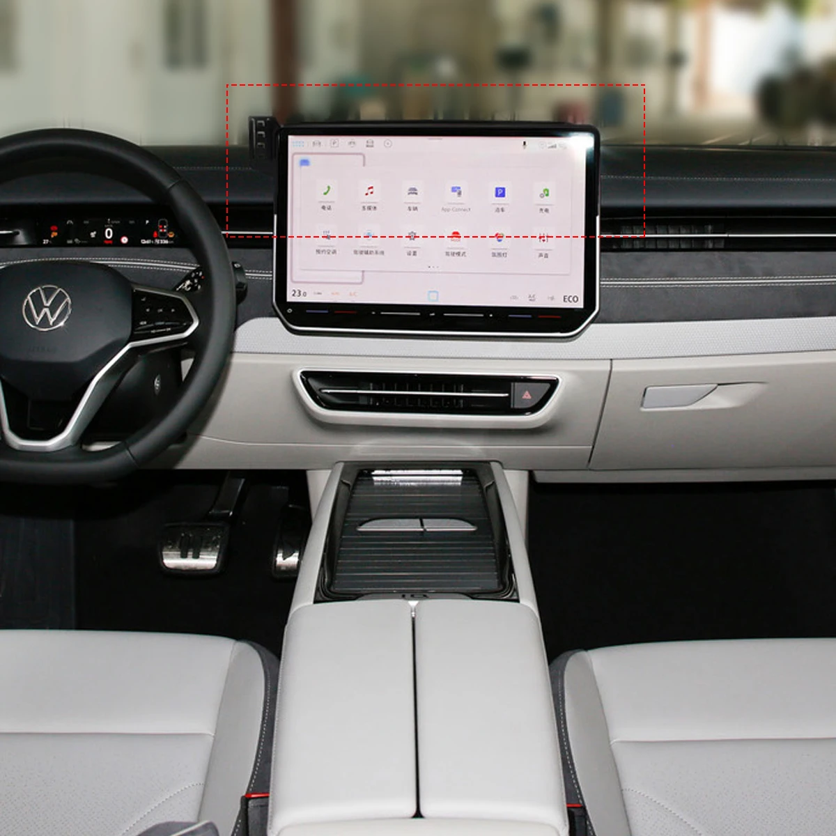 حامل شاشة هاتف السيارة لسيارة Volkswagen ID7 ID.7 GTX Tourer 2024 2025 رف هاتف السيارة المغناطيسي للشحن اللاسلكي لتركيب MagSafe